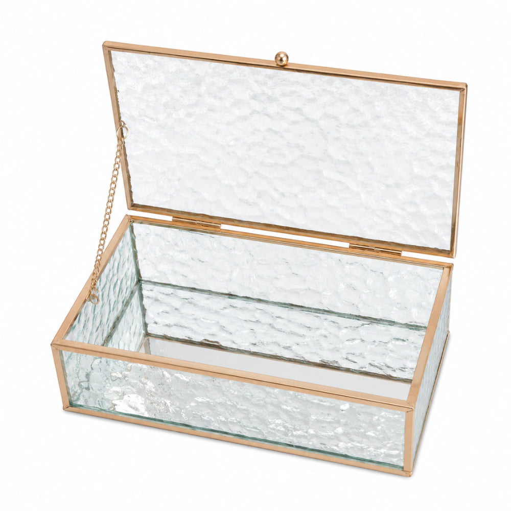 Caixa Decorativa em Vidro com Metal Rose – Canelado
