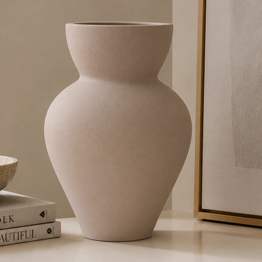 Vaso em Cerâmica Texturizado Marrom Claro – Médio
