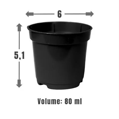 Medidas do vasinho: 6 cm de diâmetro por 5,1 cm de altura, volume de 80 ml