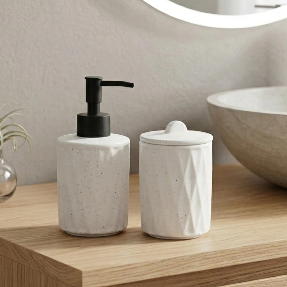 Jogo de Banheiro Porcelana Deli Diamond Branco