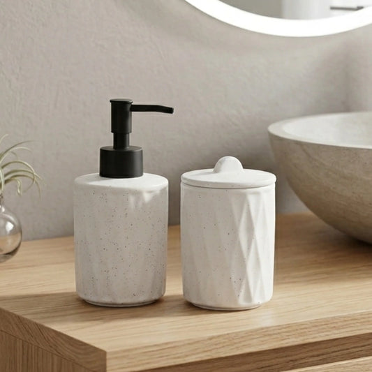 Jogo de Banheiro Porcelana Deli Diamond Branco