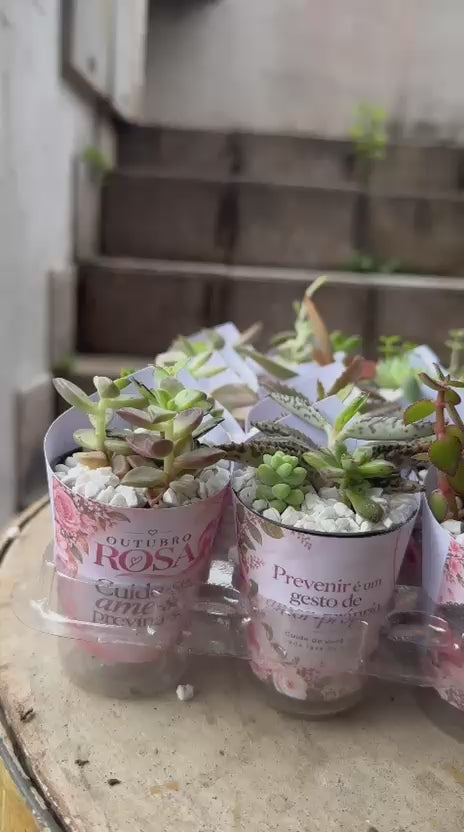 Vídeo de um pedido real de lembrancinhas Outubro Rosa com rótulo e pedrinhas
