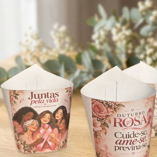 Rótulos personalizados avulsos de Outubro Rosa para vasinho de 6 cm, sem suculenta